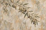 Olive Branch Wallpaper Muted Green Rustic Plaster Wall Mural design