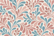 Watercolor Leaf Pattern Wallpaper Pink And Blue Botanical Wall Mural design