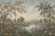Romantic Garden Landscape Wallpaper Cloudy Sky Wall Mural design