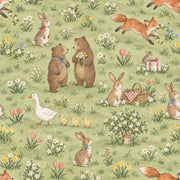 Woodland Animals Wallpaper Watercolor Meadow Pattern design