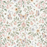Bellflower And Butterfly Wallpaper Pastel Watercolor Garden design