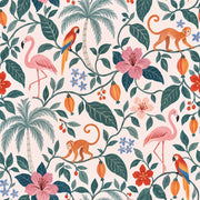 Flamingo Jungle Wallpaper Pink Botanical Pattern design