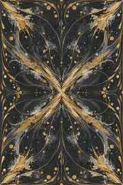 Gold Feather Brushstroke Wallpaper Dark Black Background design