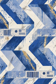 Chevron Zigzag Wallpaper Blue Gold Abstract Pattern design