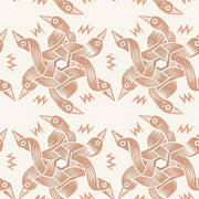 Bird Motif Wallpaper Terracotta Block Print Pattern design