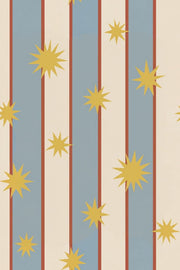 Star Stripe Wallpaper Mid Century Modern Blue Cream Panels design
