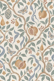 Pomegranate Botanical Wallpaper Watercolor Vine On Ivory Background design