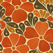 Large Floral Wallpaper Mid Century Modern Retro Warm Palette design