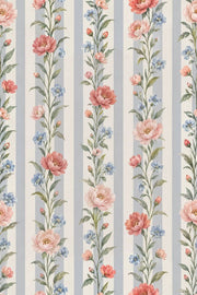 Pink Blossom Wallpaper Watercolor Floral Stripes design