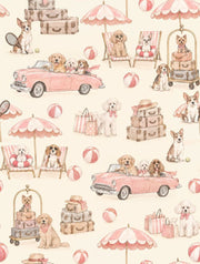 Dogs Wallpaper Coastal Vintage Travel Pattern design