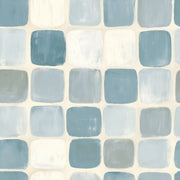 Abstract Geometric Wallpaper Rounded Squares Hand Painted Tiles Decorative Mural design