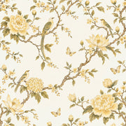 Blossoming Branches With Birds Wallpaper Ivory Chinoiserie Floral design