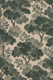 Woodland Tree Silhouette Wallpaper Forest Green Textured Botanical design