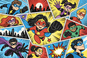 Comic Book Superhero Kids Wallpaper Colorful Action Panels Wall Mural design