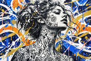 Tattooed Woman Portrait Wallpaper Street Art Wall Mural design