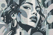 Graffiti Woman Face Wallpaper Brick Wall Texture Wall Mural design