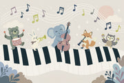 Animal Jazz Band Wallpaper Pastel Nursery Wall Mural design