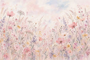Watercolor Wildflowers Wallpaper Pastel Botanical Wall Mural design