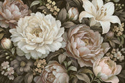 Peony And Lily Bouquet Wallpaper Dark Floral Wall Mural design