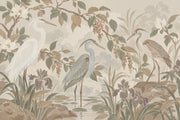 Herons In Marsh Wallpaper Chinoiserie Botanical Wall Mural design