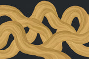 Intertwined Gold Ribbons Wallpaper Dark Wood Grain Wall Mural design