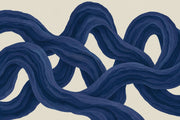 Looping Blue Ribbons Wallpaper Modern Painterly Wall Mural design
