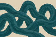 Teal Ribbon Abstract Wallpaper Flowing Curves Wall Mural design