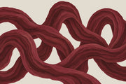 Flowing Red Ribbons Wallpaper Burgundy Cream Wall Mural design