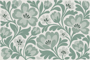 Stylized Large Flowers Wallpaper Sage Green Vine Wall Mural design