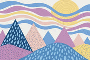 Geometric Pastel Mountains Wallpaper Sunlit Layers Wall Mural design