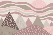 Geometric Mountains Wallpaper Pastel Pink Abstract Wall Mural design