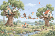 Treehouse Woodland Animals Wallpaper Storybook Wall Mural design