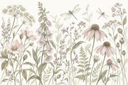 Watercolor Wildflowers Wallpaper Ivory Botanical Wall Mural design