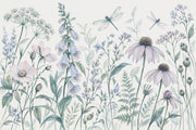 Watercolor Wildflowers Wallpaper White Background Botanical Wall Mural design