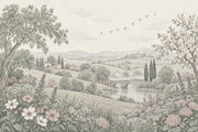 Stone Bridge And Cypress Trees Wallpaper Tuscan Countryside Wall Mural design