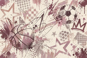 Graffiti Soccer Ball And Basketball Wallpaper Urban Sports Wall Mural design