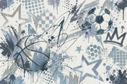 Graffiti Soccer And Basketball Wallpaper Urban Sports Wall Mural design