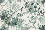 Soccer Ball And Basketball Graffiti Wallpaper Urban Sports Wall Mural design