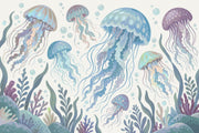 Watercolor Jellyfish Wallpaper Pastel Underwater Wall Mural design