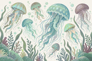 Pastel Jellyfish Wallpaper Watercolor Underwater Wall Mural design