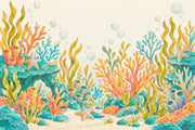 Watercolor Coral Reef Wallpaper Underwater Wall Mural design
