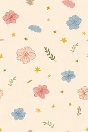 Hand Drawn Pastel Flowers Wallpaper Cream Background design