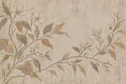 Vintage Botanical Branches Wallpaper Beige Textured Wall Mural design