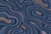 Navy Topographic Contour Wallpaper Modern Geometric Wall Mural design