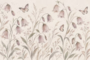 Pink Bellflowers Wallpaper Watercolor Botanical Wall Mural design