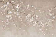 Cherry Blossom Branches Wallpaper Beige Watercolor Wall Mural design
