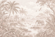 Safari Animals Wallpaper Beige Tropical Jungle Wall Mural design