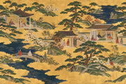 Japanese Palace Garden Wallpaper Gold Leaf Landscape Wall Mural design