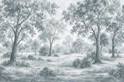 Misty Woodland Trees Wallpaper Monochrome Toile Wall Mural design