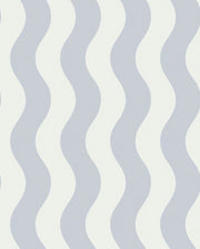Vertical Wavy Stripes Wallpaper Light Blue Off White design